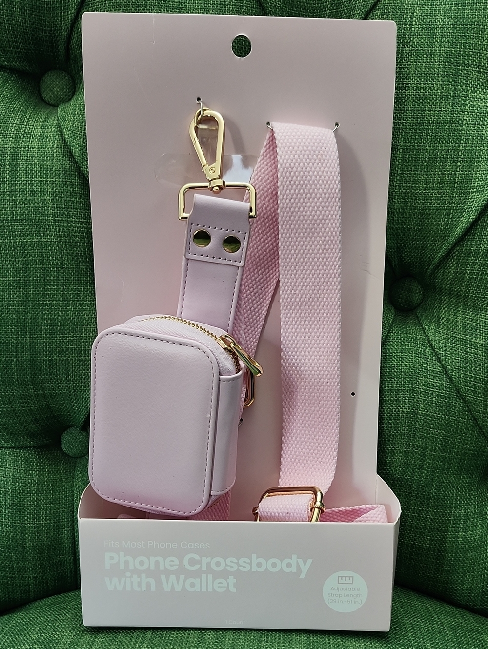 Pink Phone Crossbody with Wallet - Minimalist Strap Bag